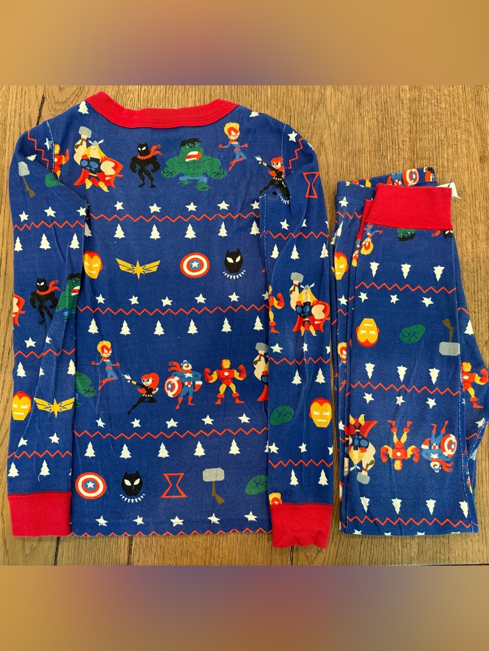 Marvel Superhero Holiday Pajama Set Boys Size 8 Hanna Andersson - Picture 5 of 5
